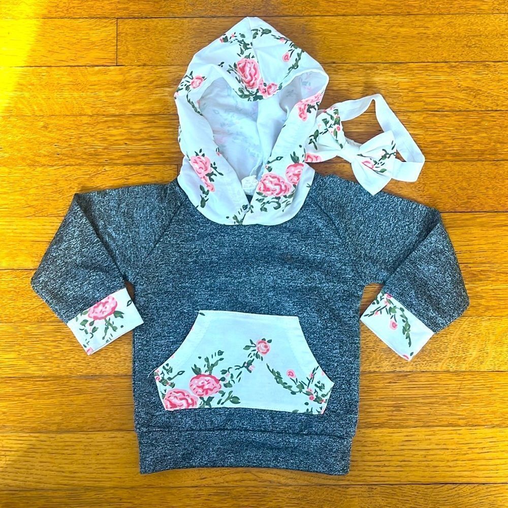 Baby GirlโFlower Hoodie/Headbandโ๐
